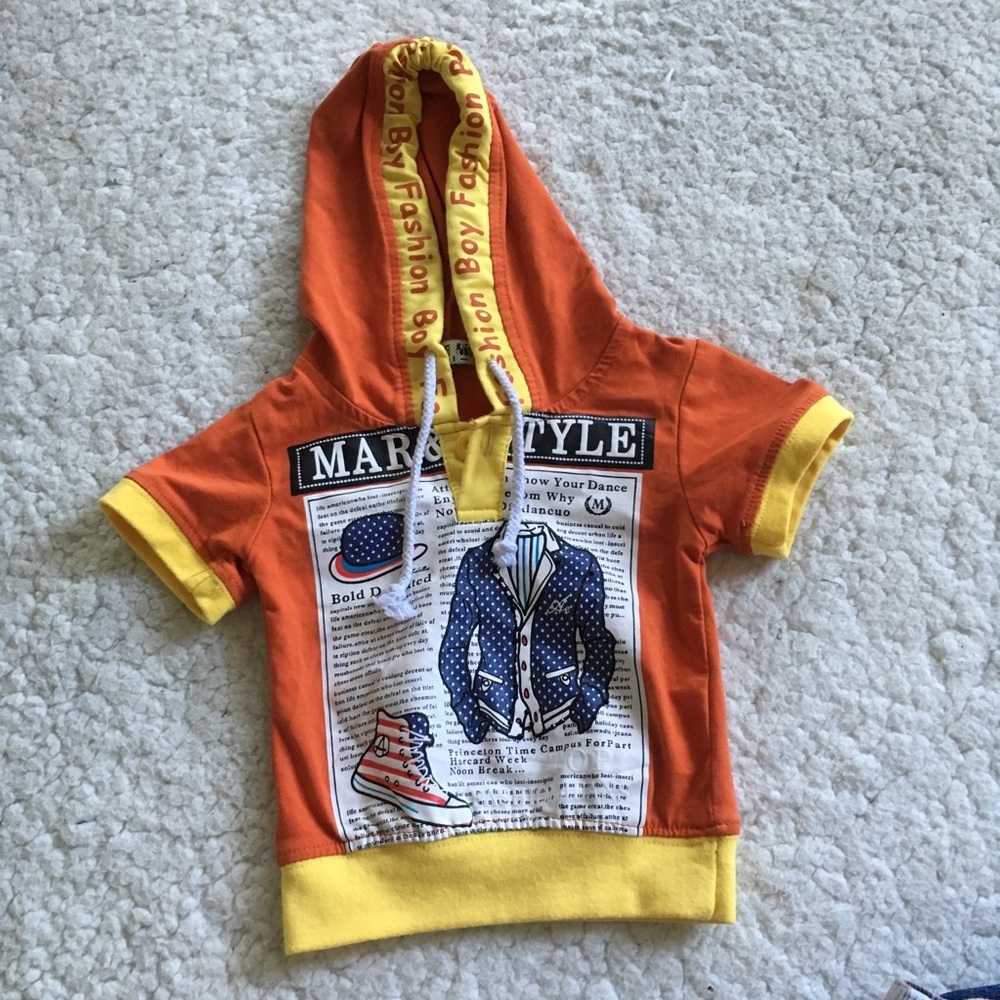 Patriotic Flag Scroll Hooded Orange T-shirt 1